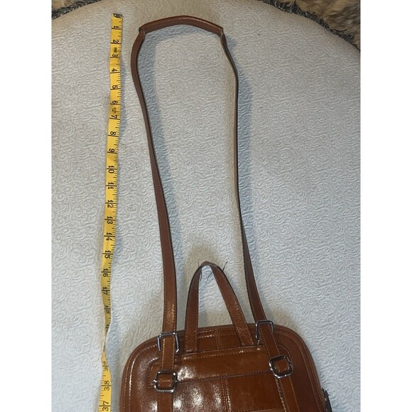 Heshe Cognac Brown Colored Leather Convertible Backpack Crossbody Gorgeous main image 4